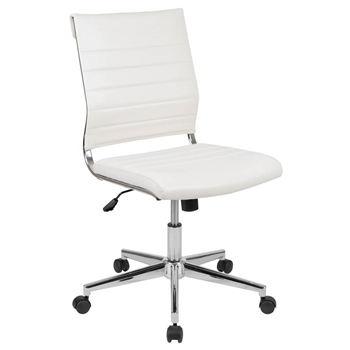 Mid-Back Armless LeatherSoft Contemporary Ribbed Executive Swivel Office Chair 