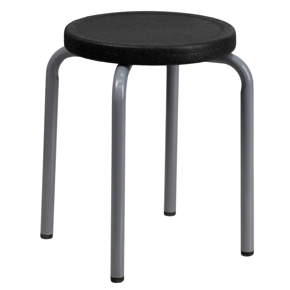 Stackable Stool with Silver Powder Coated Frame 