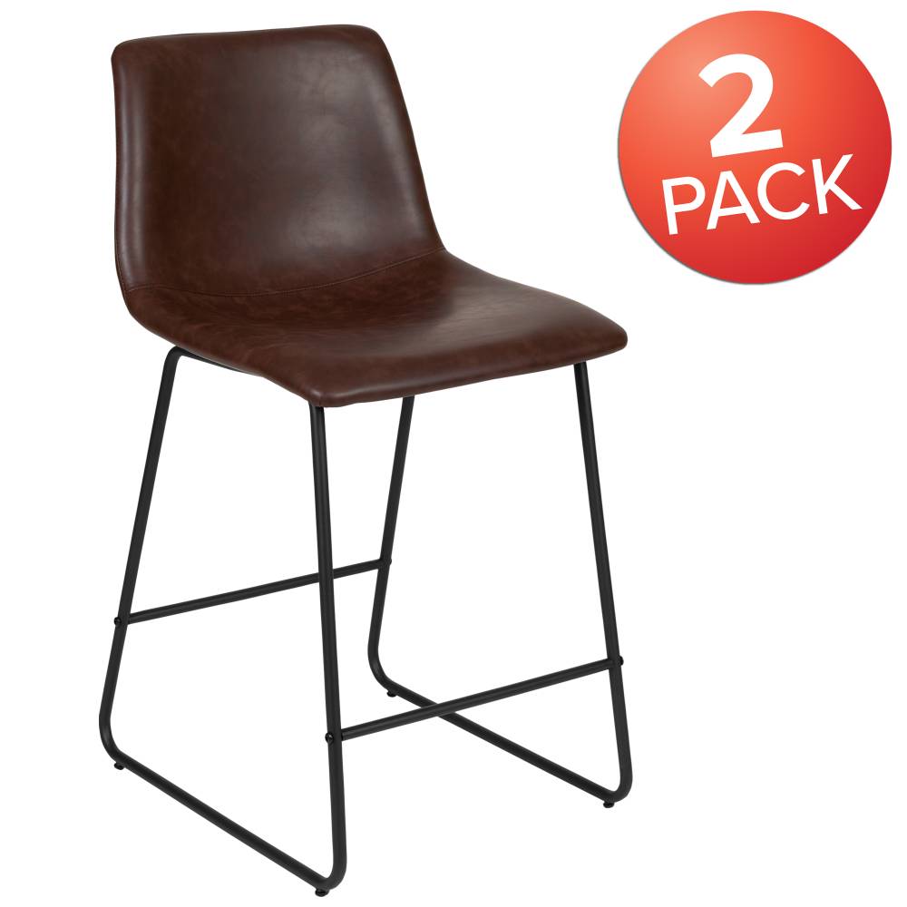 2PK 24" DK Brown Dining Stool