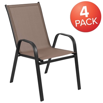 4PK Brown Patio Stack Chair