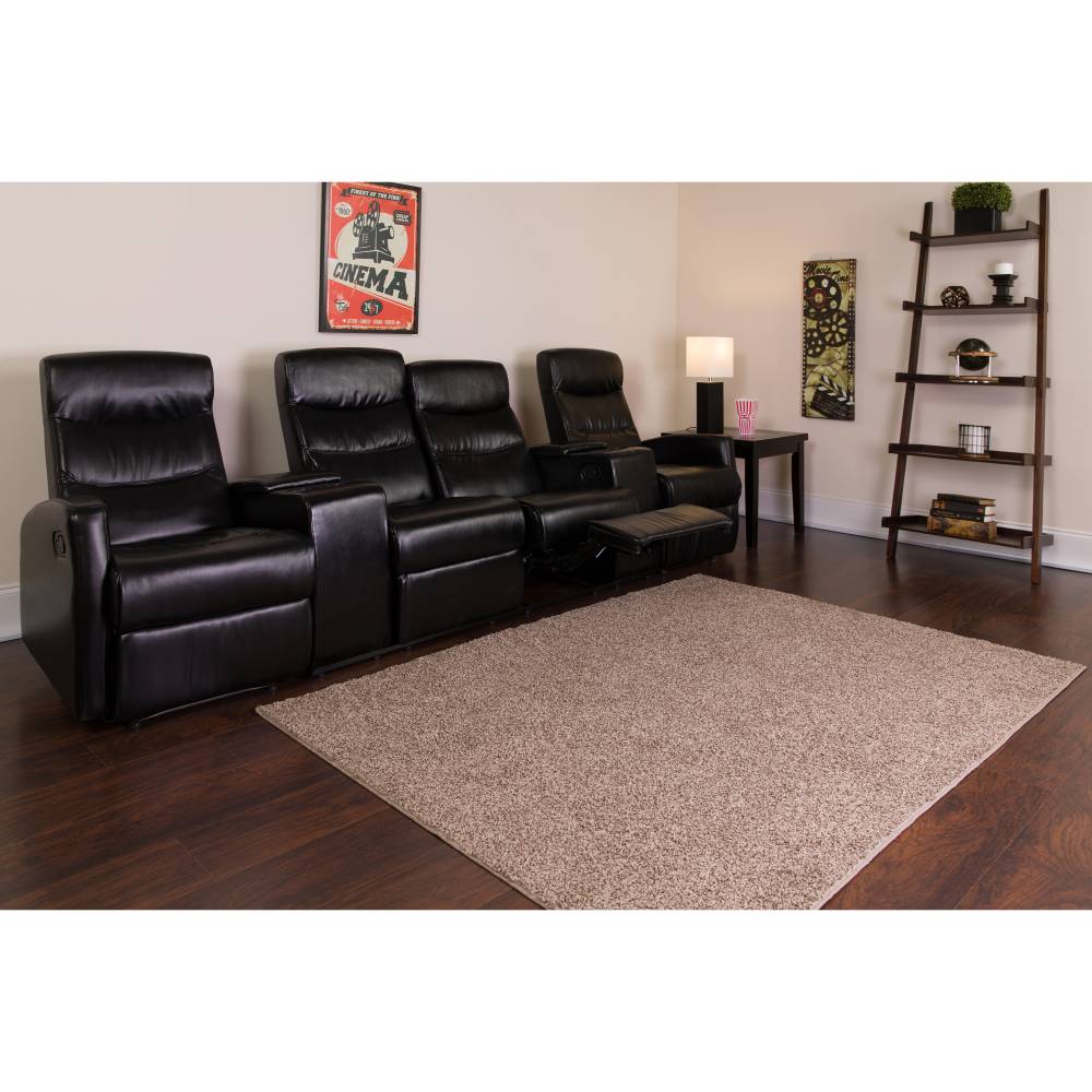 Black Leather Theater - 4 Seat