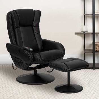 Massage Black Leather Recliner