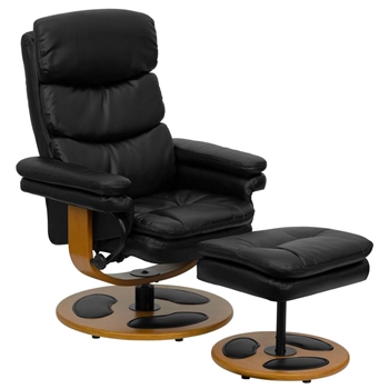 Black Leather Recliner&Ottoman