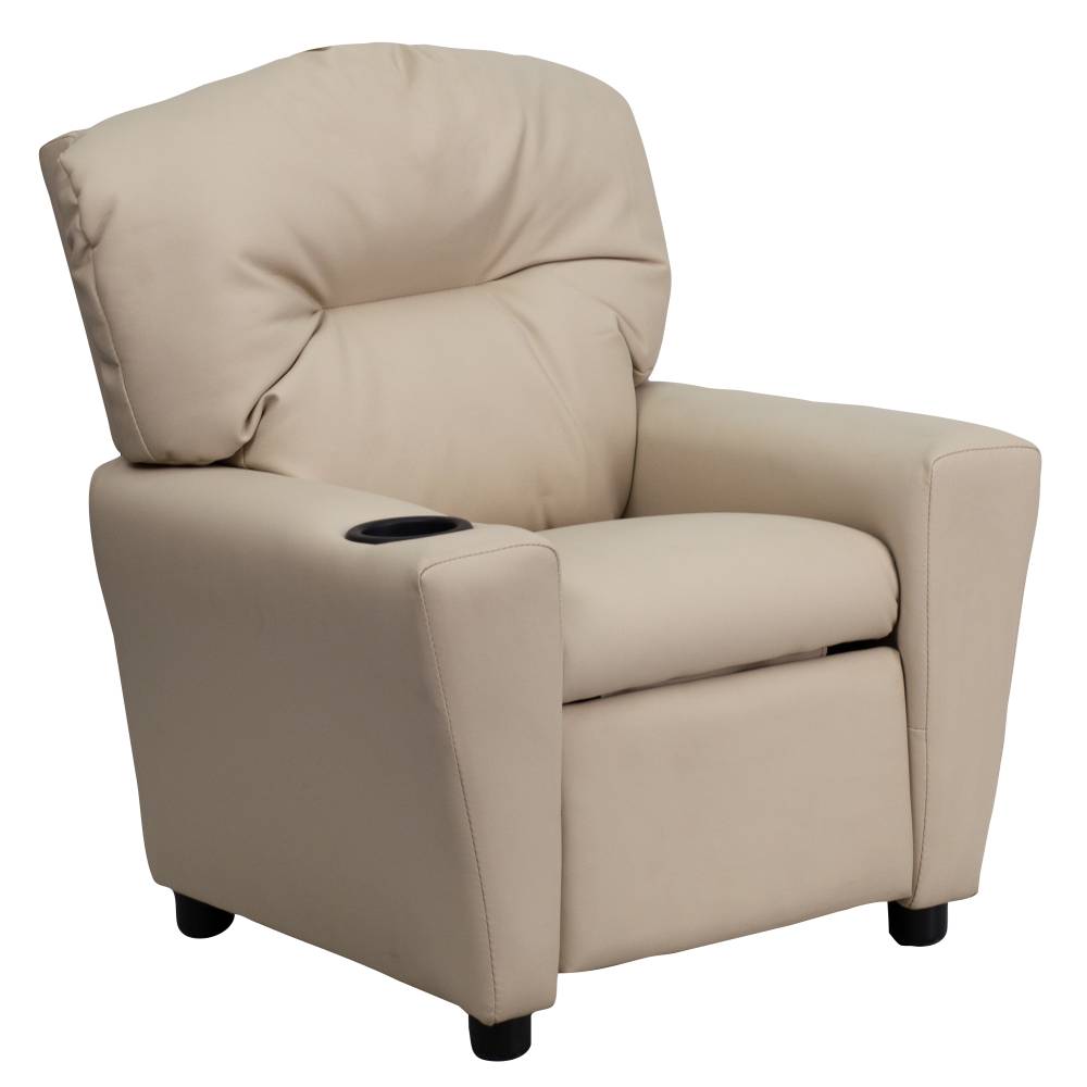 Beige Vinyl Kids Recliner