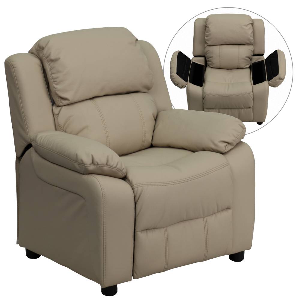 Beige Vinyl Kids Recliner