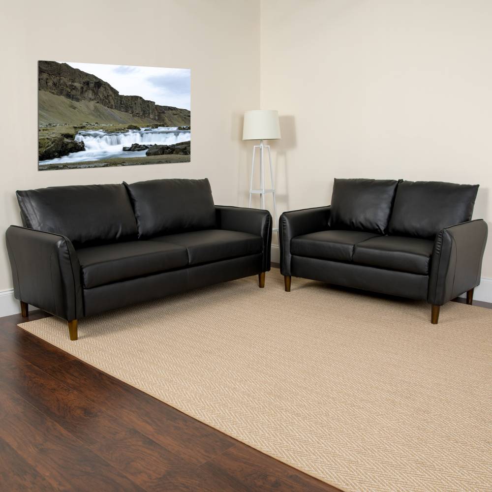 Black Loveseat and Sofa Set