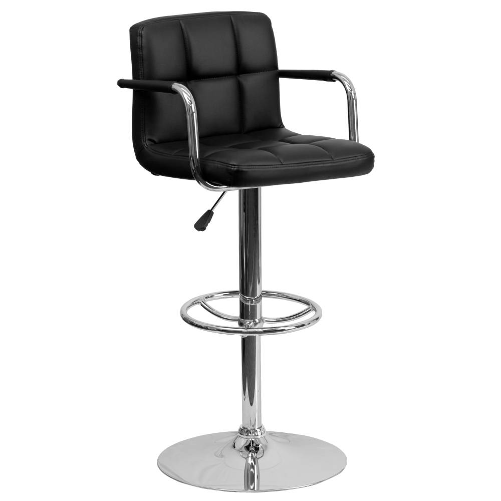 Black Quilted Vinyl Barstool