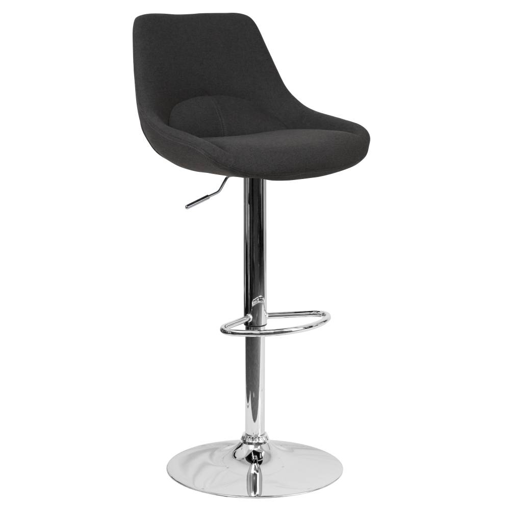 Black Fabric Swivel Bar Stool