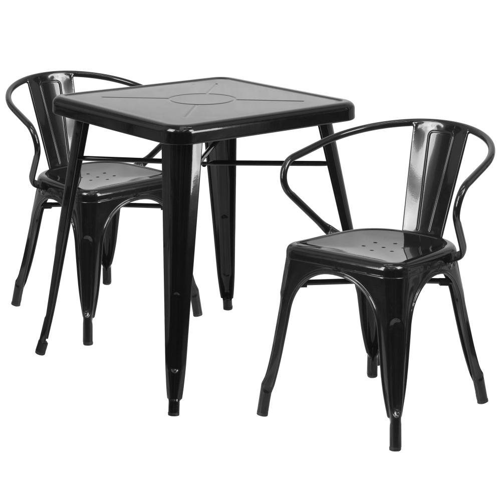 23.75SQ Black Metal Table Set