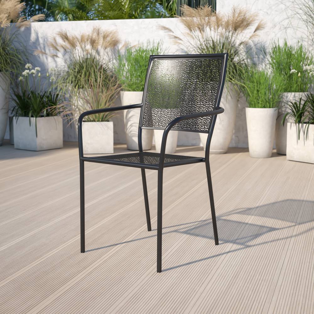 Black Square Back Patio Chair