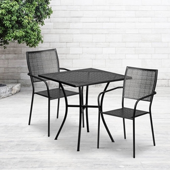 28SQ Black Patio Table Set