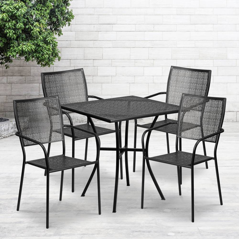 28SQ Black Patio Table Set