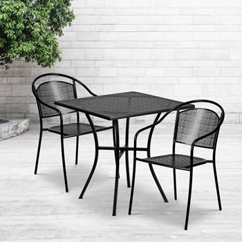 28SQ Black Patio Table Set