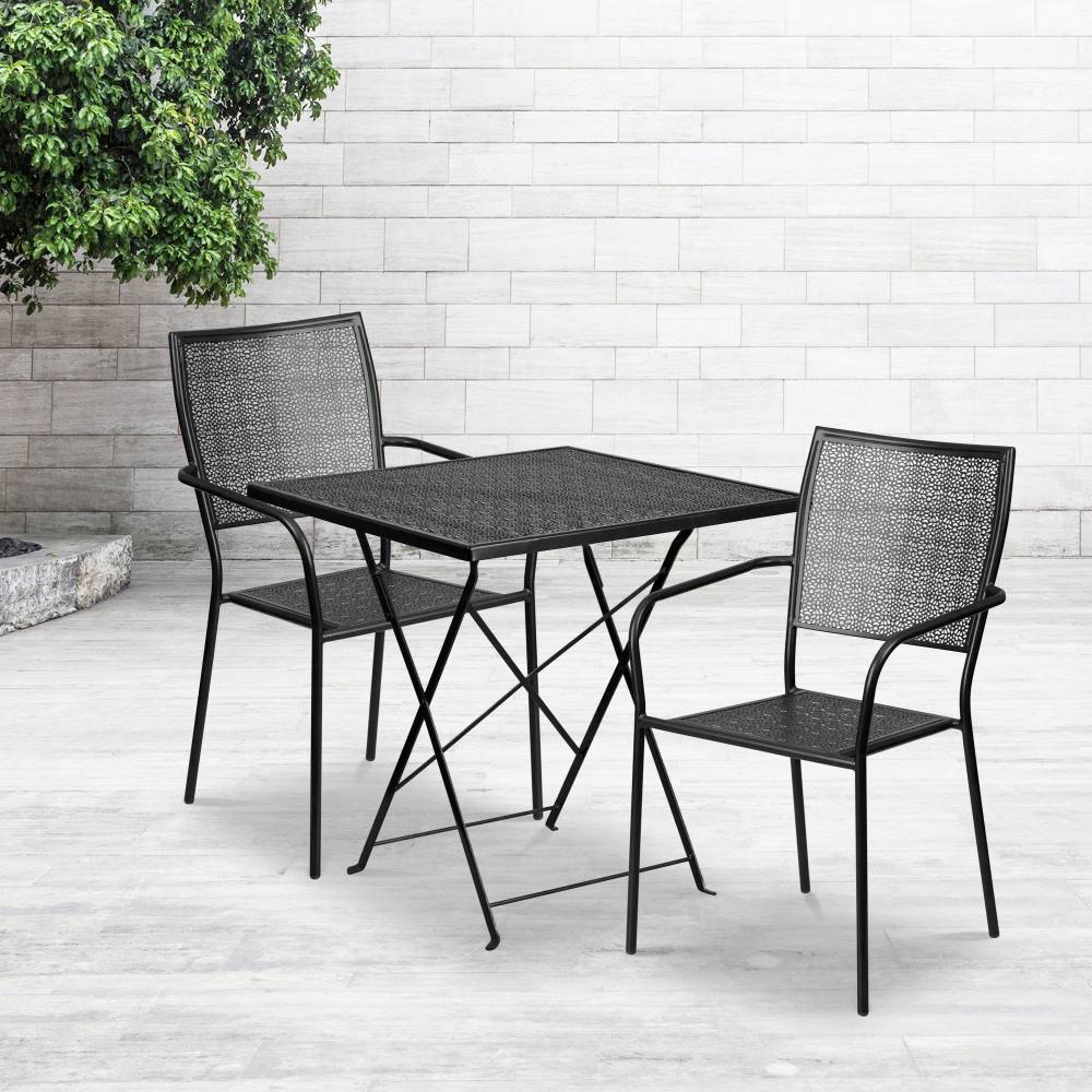 28SQ Black Fold Patio Set