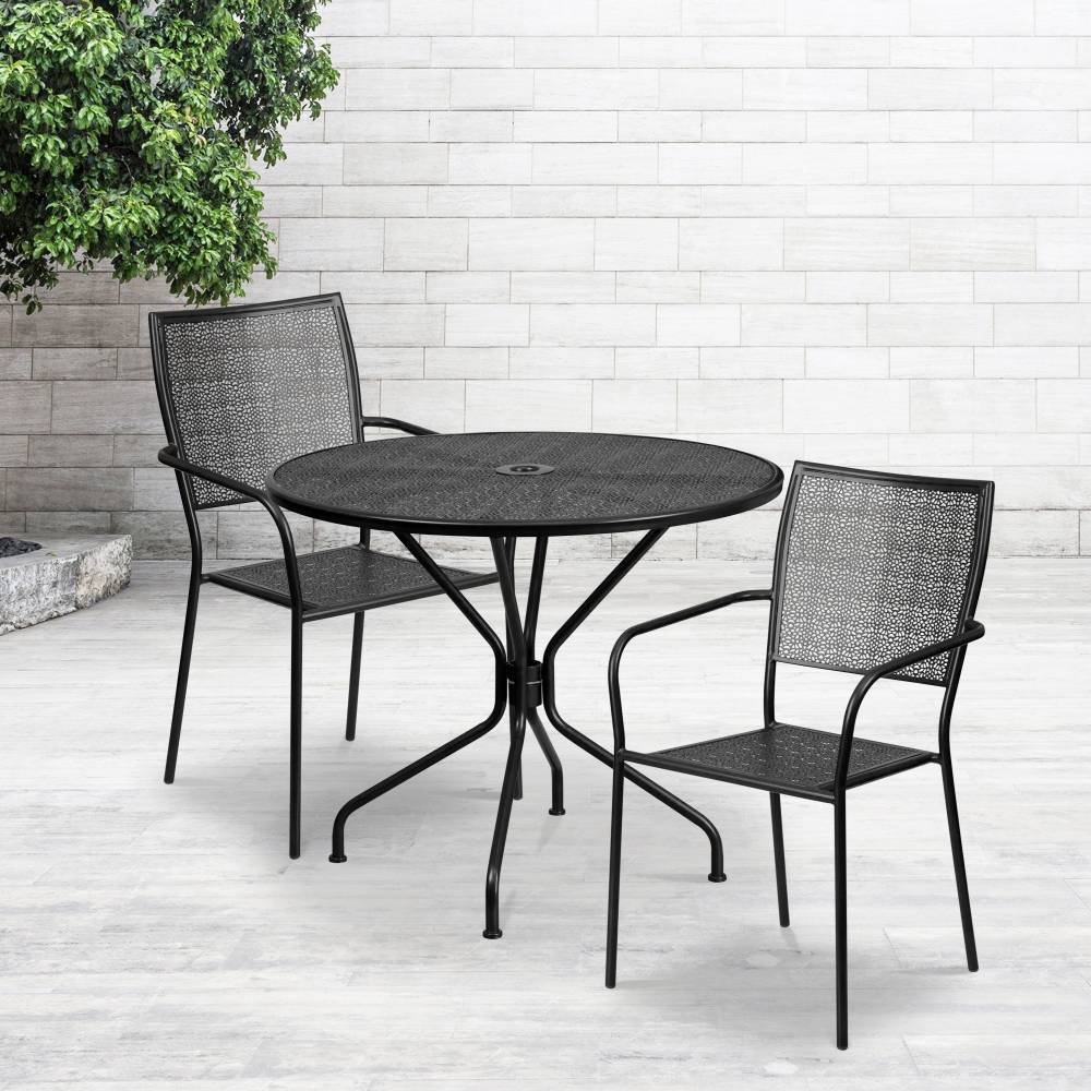 35.25RD Black Patio Table Set