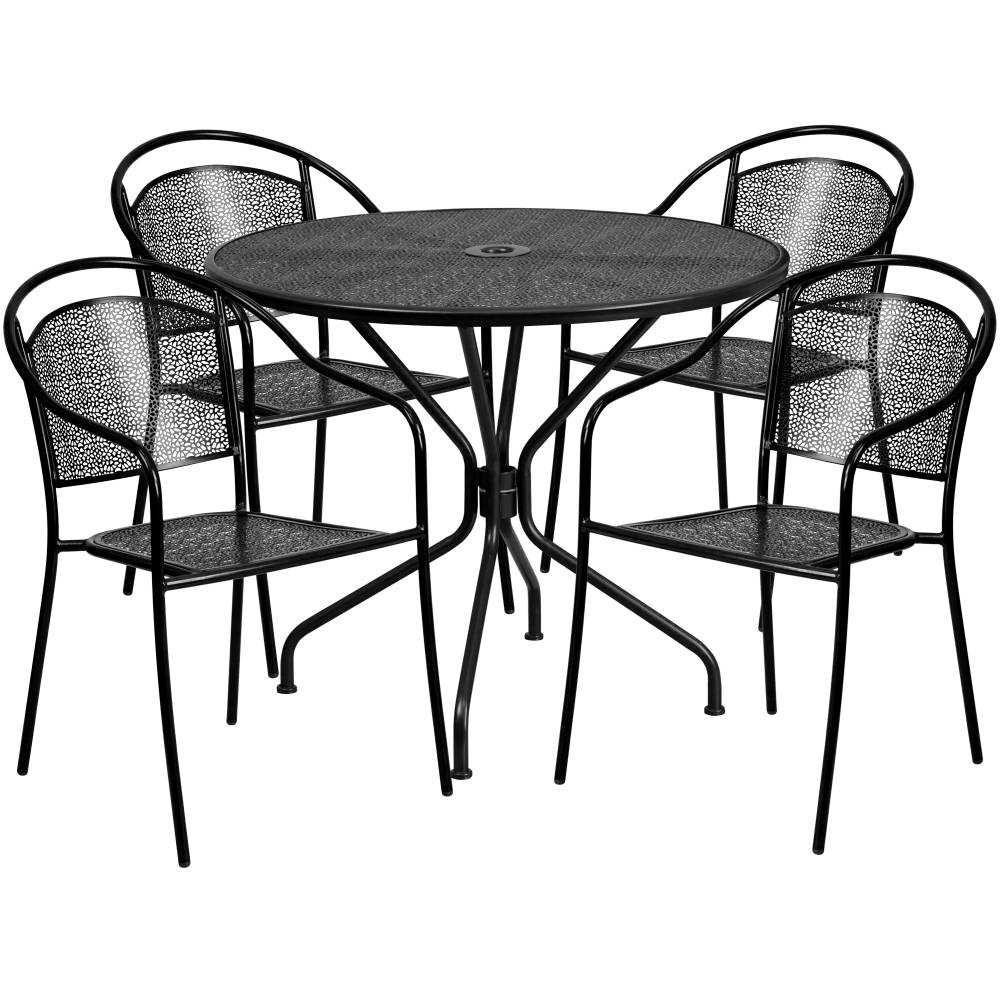 35.25RD Black Patio Table Set