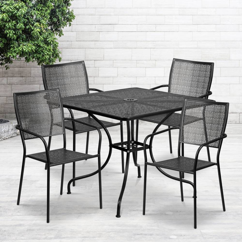 35.5SQ Black Patio Table Set