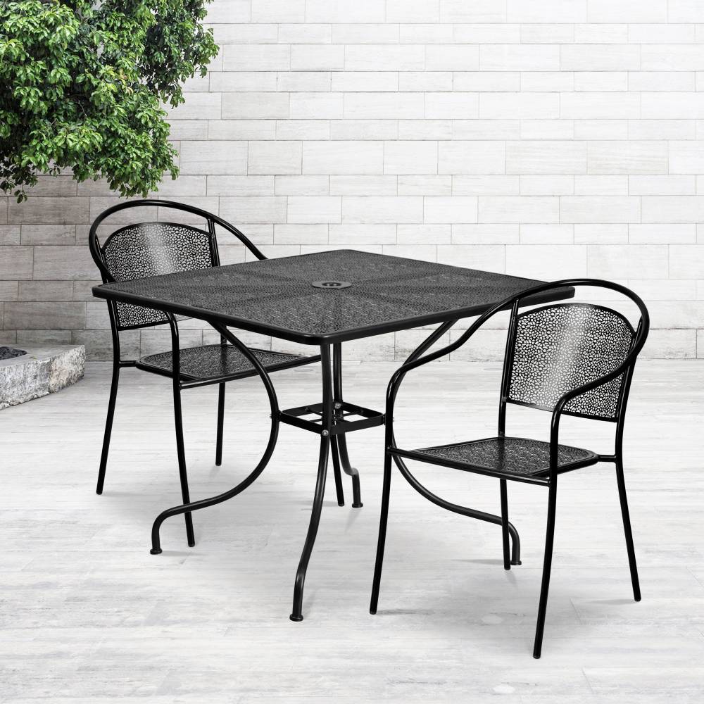 35.5SQ Black Patio Table Set