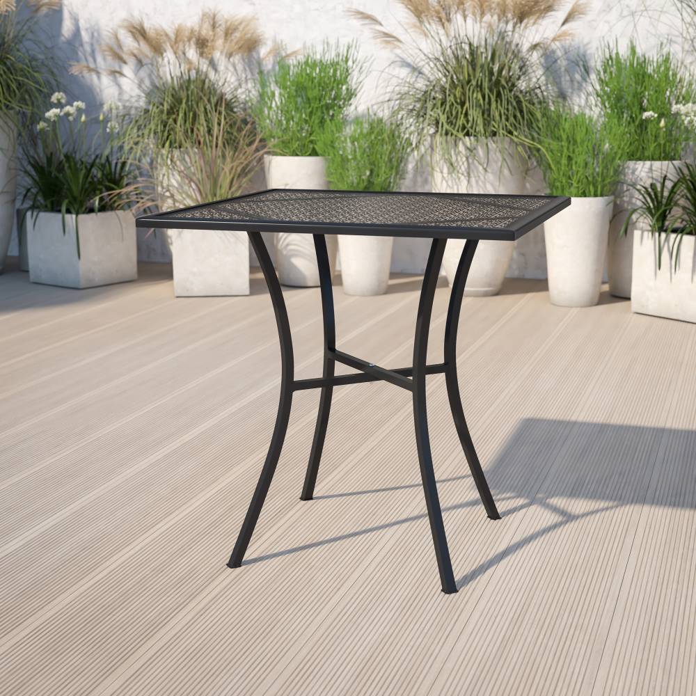 28SQ Black Patio Table