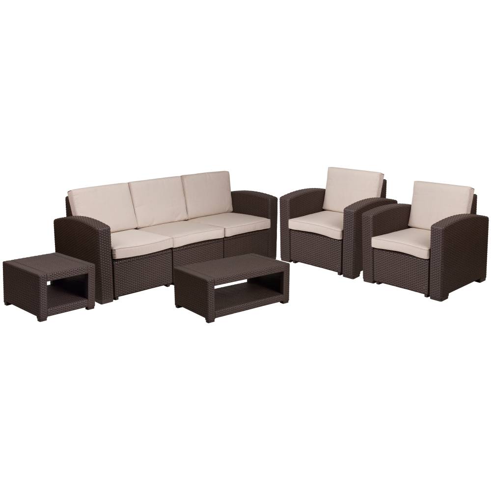 5 PC Brown Outdoor Rattan Set