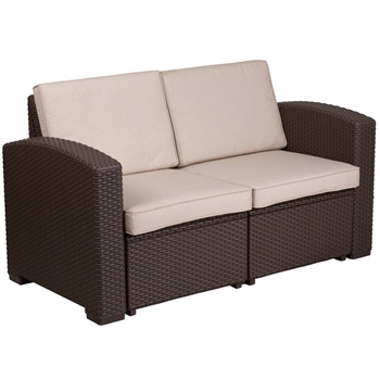 Chocolate Rattan Loveseat