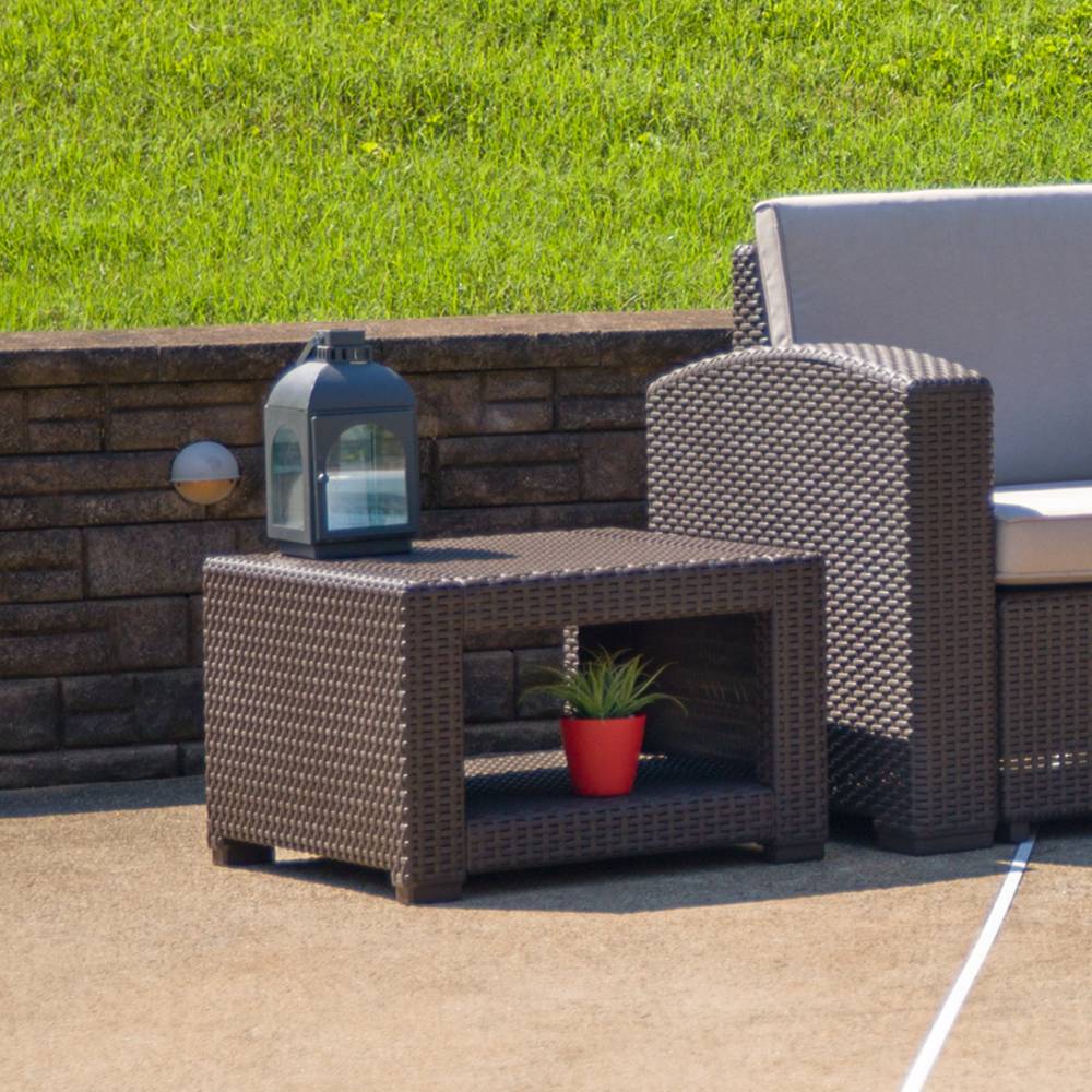 Chocolate Rattan End Table