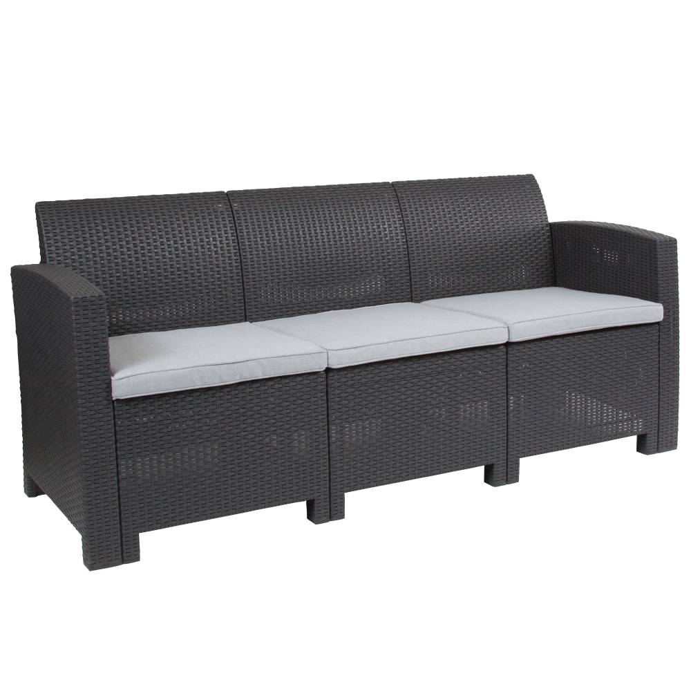 Dark Gray Rattan Outdoor Sofa