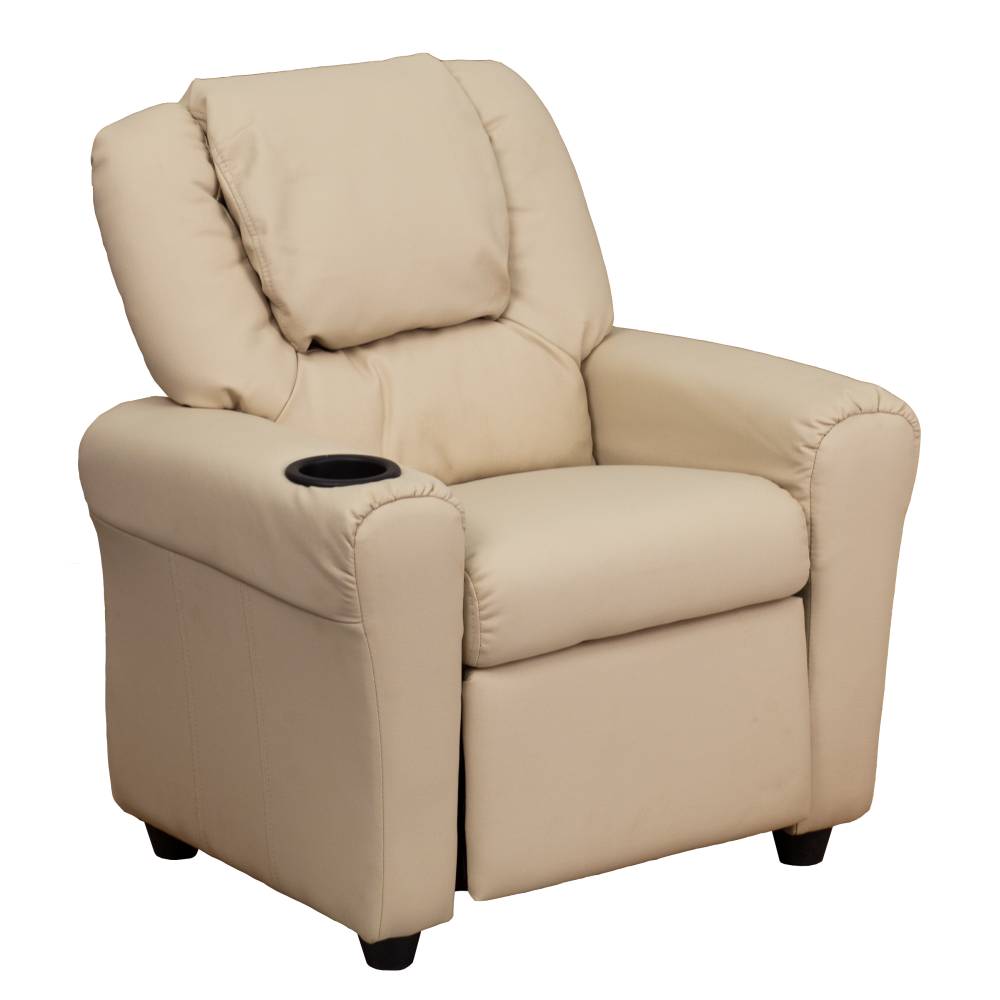 Beige Vinyl Kids Recliner