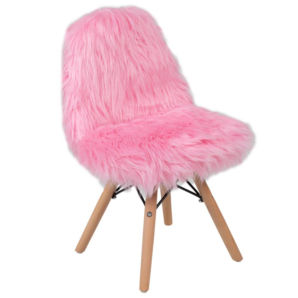 Kids Shaggy Light Pink Chair