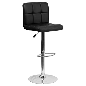 Black Quilted Vinyl Barstool