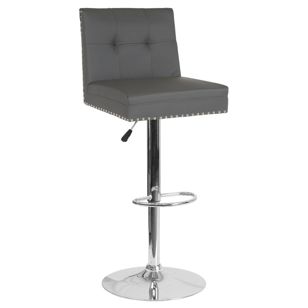 Gray Leather Barstool