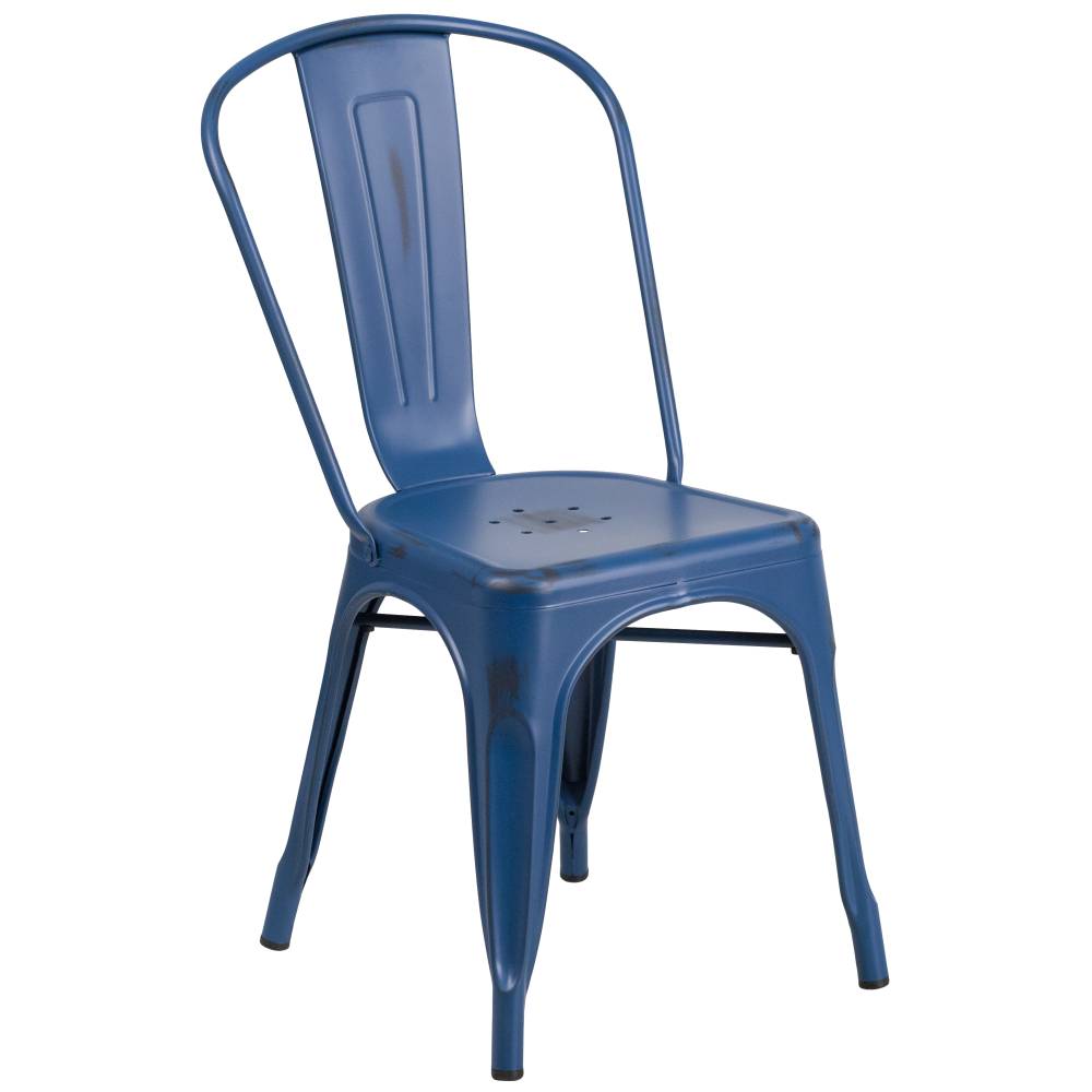 Distressed Blue Metal Chair