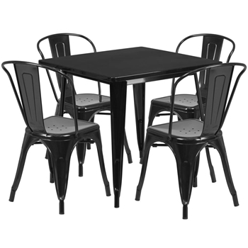 31.5SQ Black Metal Table Set