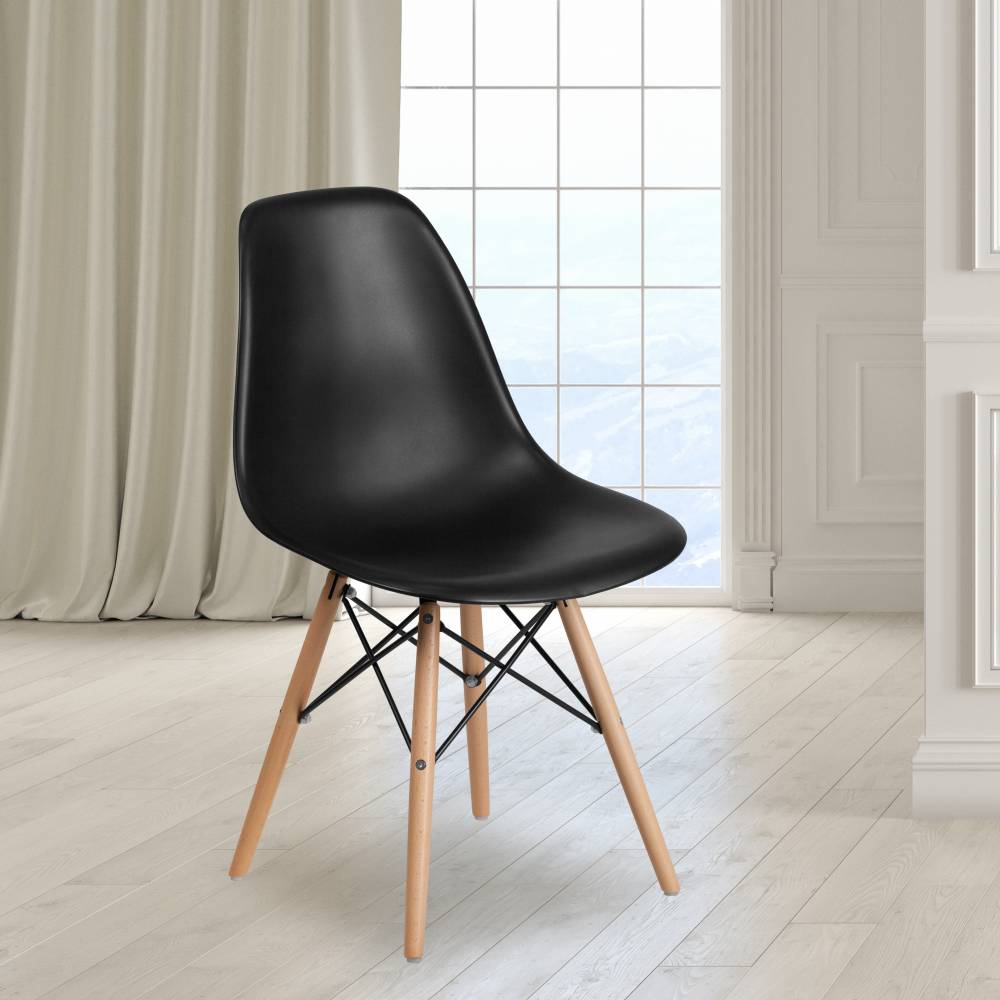 Black Plastic/Wood Chair