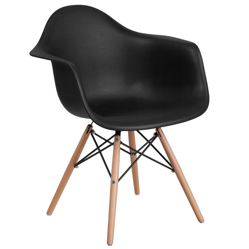 Black Plastic/Wood Chair