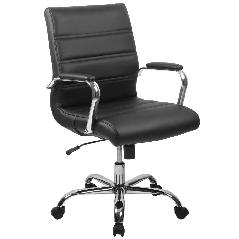 Black Mid-Back Leather Chair