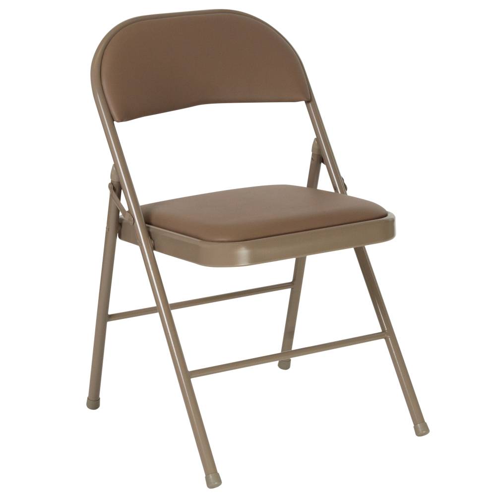 Beige Vinyl Folding Chair