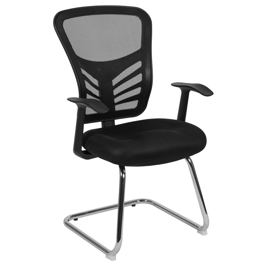 Black Mesh Sled Side Chair