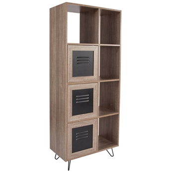 63"H Rustic Bookshelf - Doors