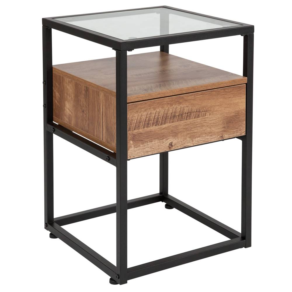 Rustic Glass End Table
