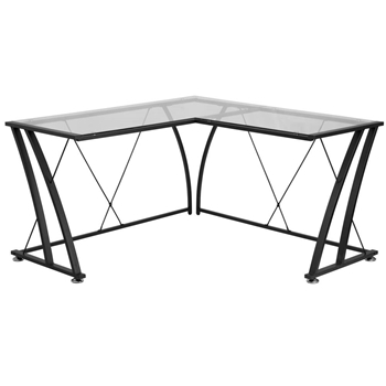 Glass L-Shape Corner Desk