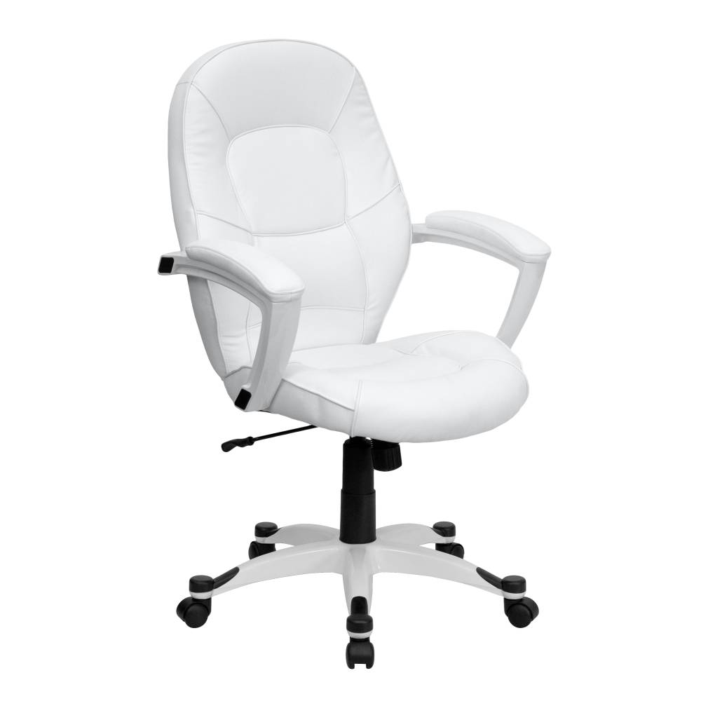 White Mid-Back Leather Chair