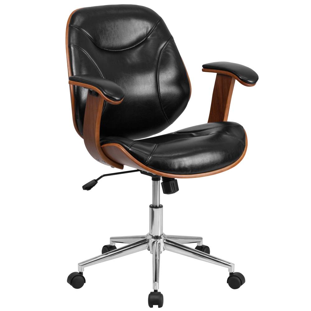 Black Mid-Back Leather Chair