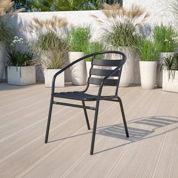 Black Aluminum Slat Chair