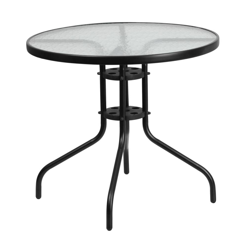 31.5RD Glass Black Patio Table