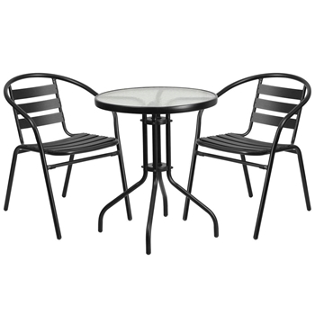 23.75RD Black Patio Table Set