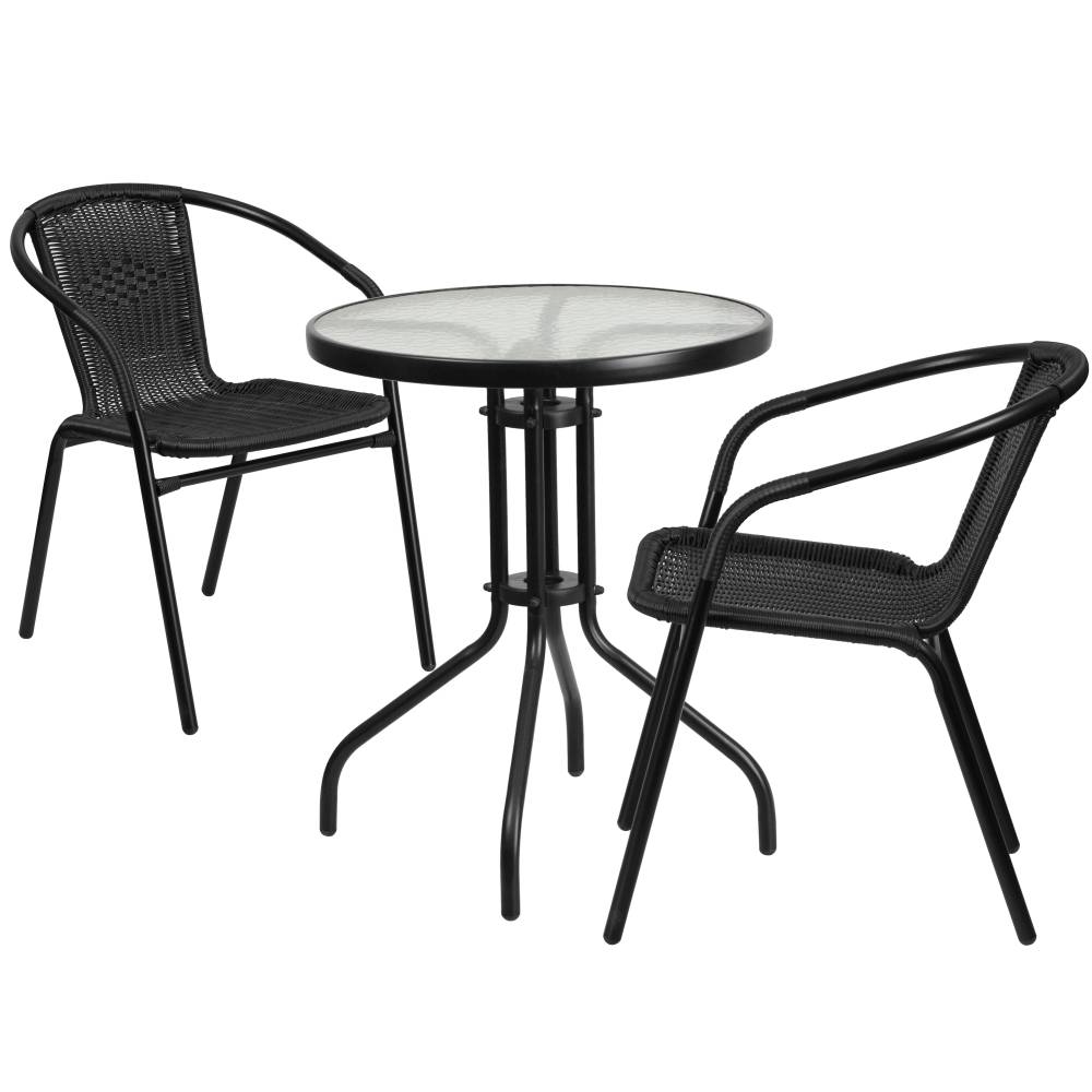 23.75RD Black Patio Table Set