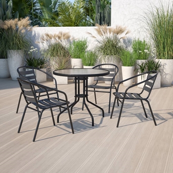 31.5RD Black Patio Table Set