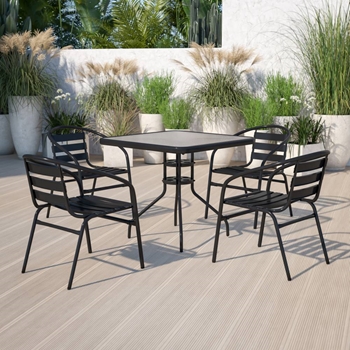 31.5SQ Black Patio Table Set