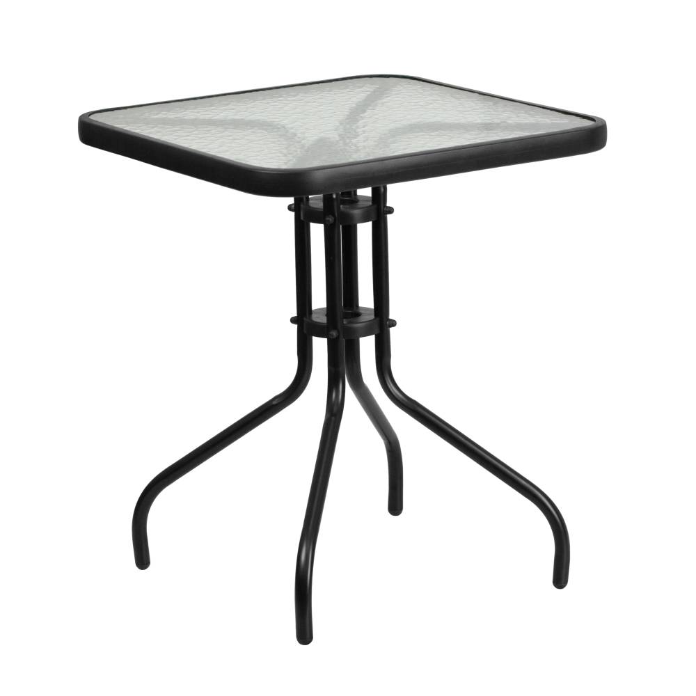 23.5SQ Glass Black Patio Table